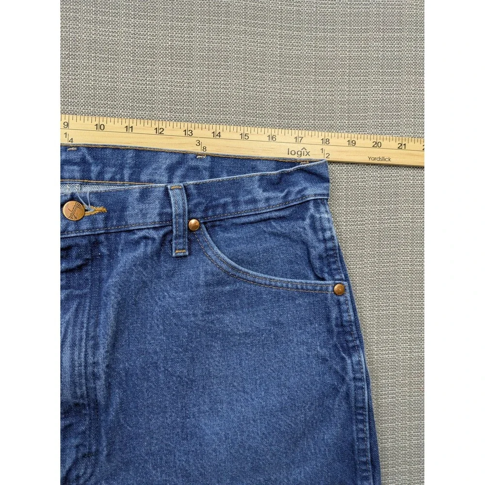 Wrangler 13MWZ Jeans Mens 38x36 (36x35) Blue Denim Cowboy Western Straight Leg